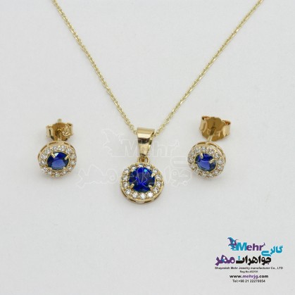 Gold half set - necklace and earrings - geometric design-MS0614